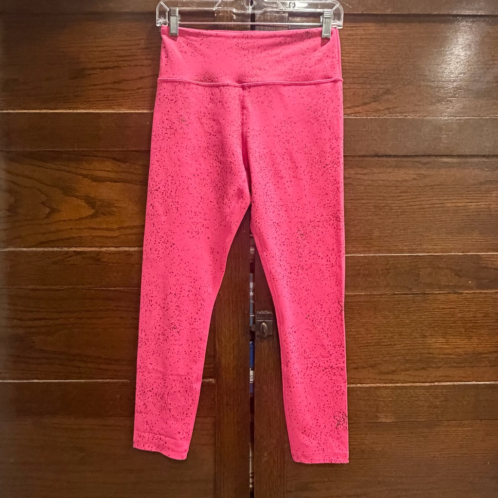 Zyia Active Medium 6-8 Stay Gold Light N Tight Hot Pink Splatter Leggings Yoga